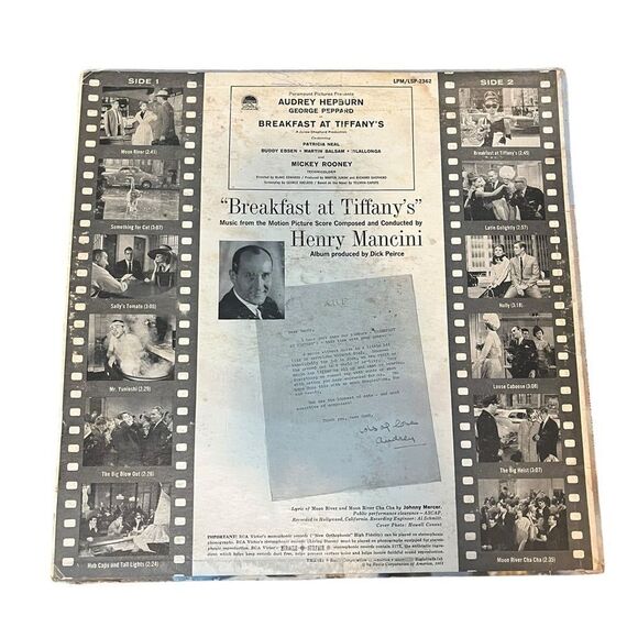 VINTAGE RARE BREAKFAST AT TIFFANYS HENRY MANCINI‎ SOUNDTRACK LP 1961 RCA 12” - Picture 3 of 6